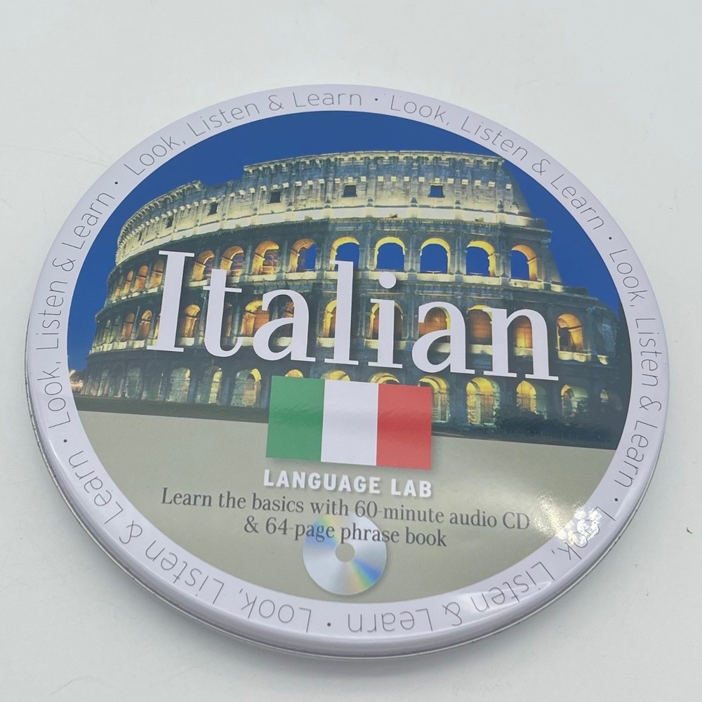 Italian Language Lab‎ Look Listen Learn Audio CD Phrase Book Hinkler Books Tin